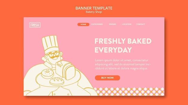 PSD gratuit modèle de boulangerie design plat