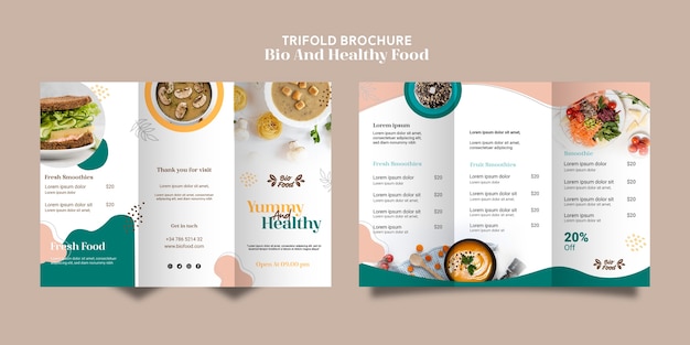 Modèle de brochure avec des aliments sains