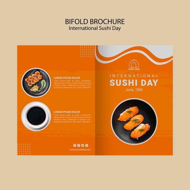 Modèle de brochure pliante de la journée internationale du sushi