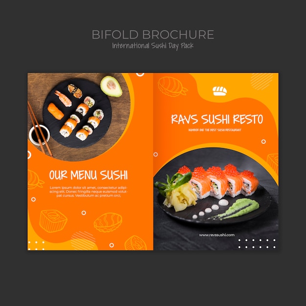 PSD gratuit modèle de brochure pliante pour restaurant de sushi