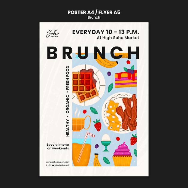 PSD gratuit modèle de brunch design plat