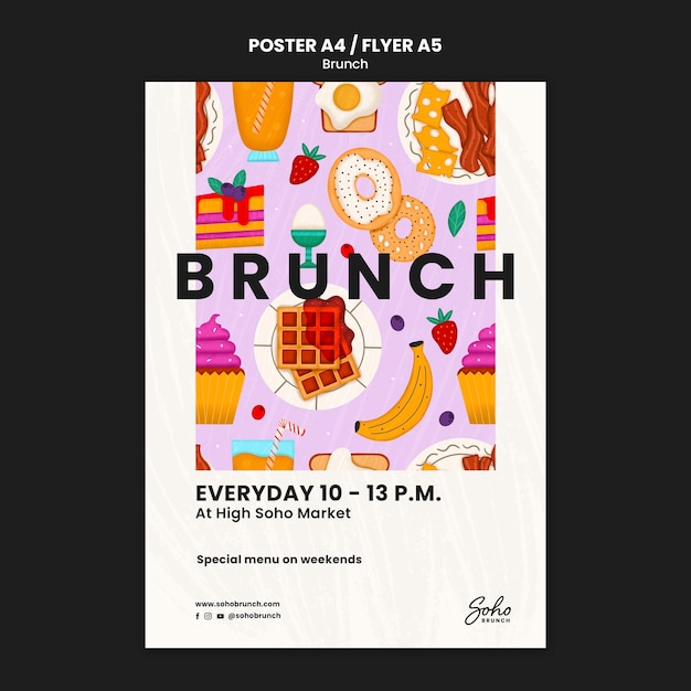 PSD gratuit modèle de brunch design plat