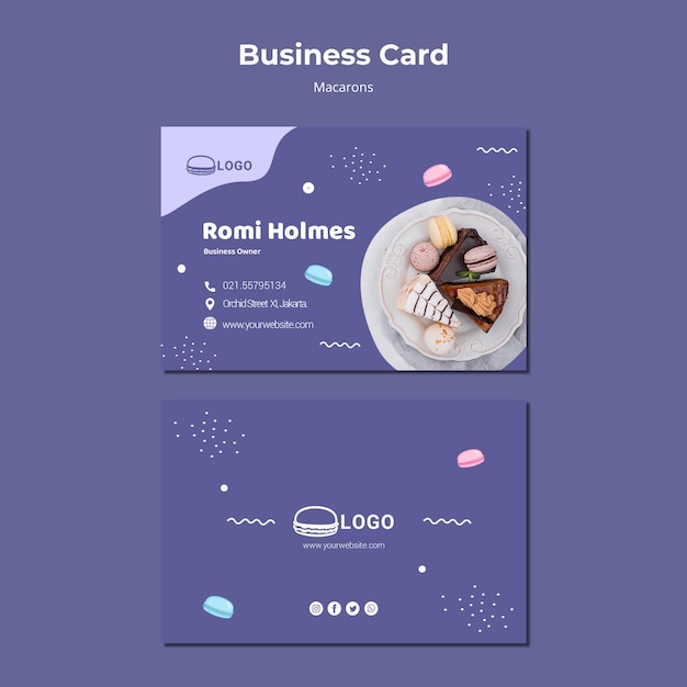 PSD gratuit modèle de carte de visite de concept de macarons