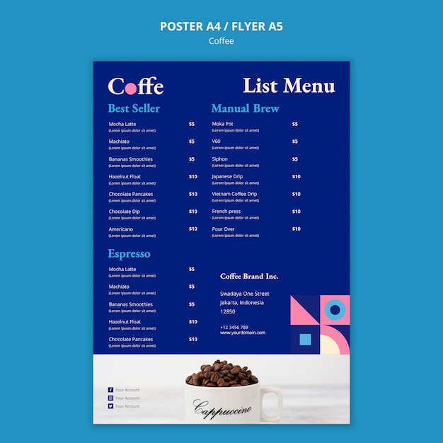 Modèle de concept d'affiche de café