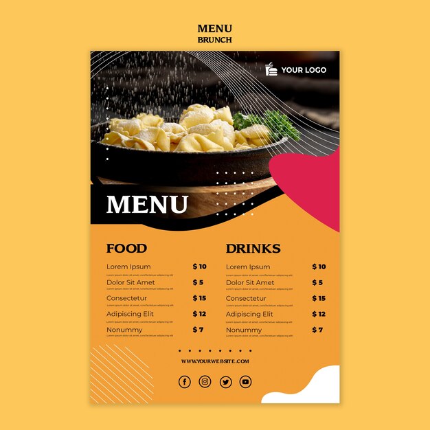 Modèle de concept de menu brunch