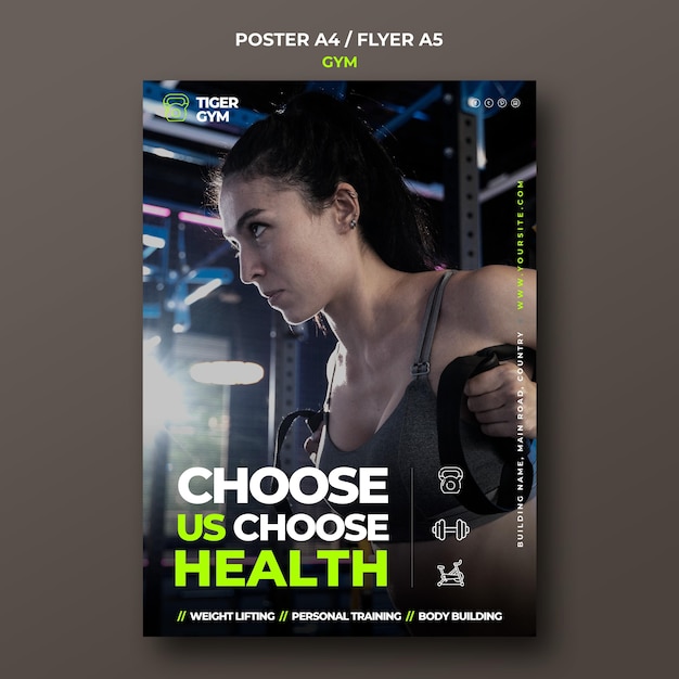 PSD gratuit modèle de conception d'affiche de gym