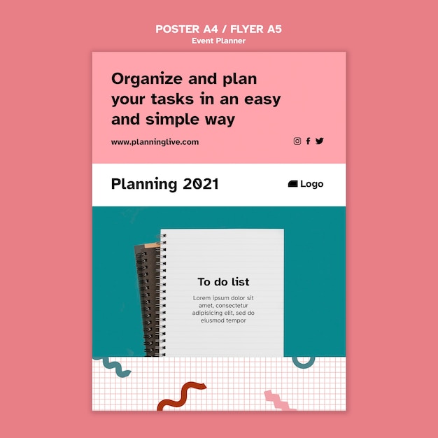 PSD gratuit modèle de conception d'affiche de planificateur d'événements