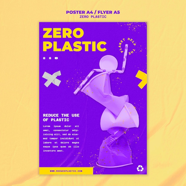 PSD gratuit modèle de conception d'affiche zéro en plastique