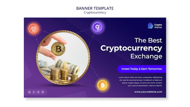 PSD gratuit modèle de conception de bannière de crypto-monnaie