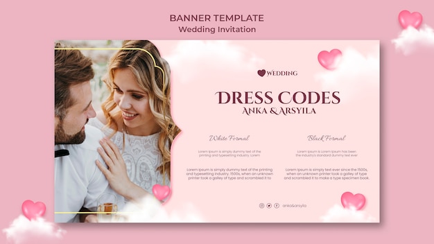 PSD gratuit modèle de conception de bannière d'invitation de mariagev