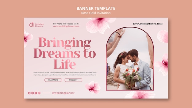 PSD gratuit modèle de conception de bannière en or rose