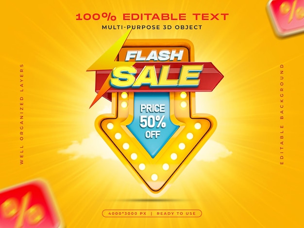 PSD gratuit modèle de conception de bannière de promotion de badge de vente flash