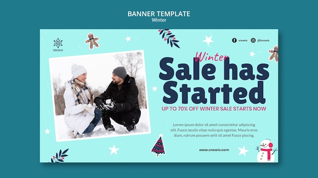 PSD gratuit modèle de conception de bannière de vente d'hiver