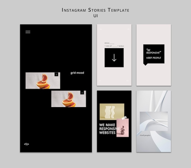 PSD gratuit modèle de conception d'histoires instagram ui ux
