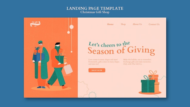 PSD gratuit modèle de conception de page de destination de boutique de cadeaux de noël