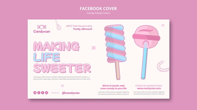 PSD gratuit modèle de couverture facebook couleurs pastel bonbon