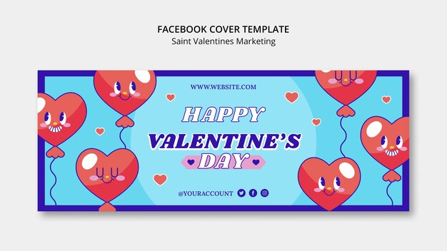 Modèle de couverture de médias sociaux de célébration de la saint-valentin