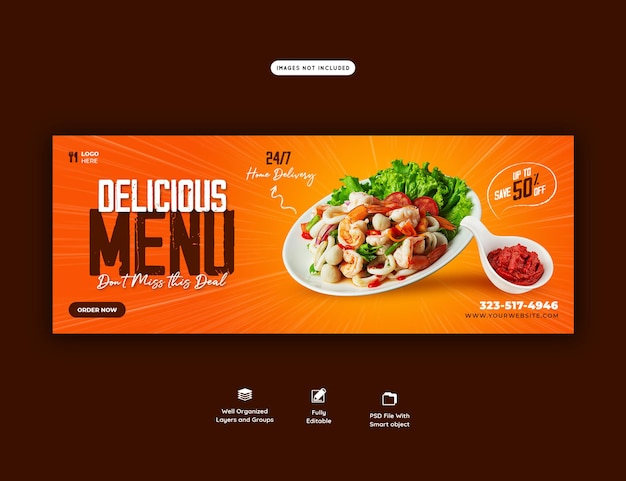 PSD gratuit modèle de couverture de menu de nourriture et de restaurant facebook