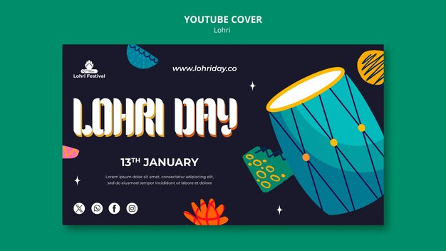 Le modèle de couverture YouTube de la célébration de Lohri