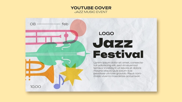 PSD gratuit modèle de couverture youtube du festival de musique