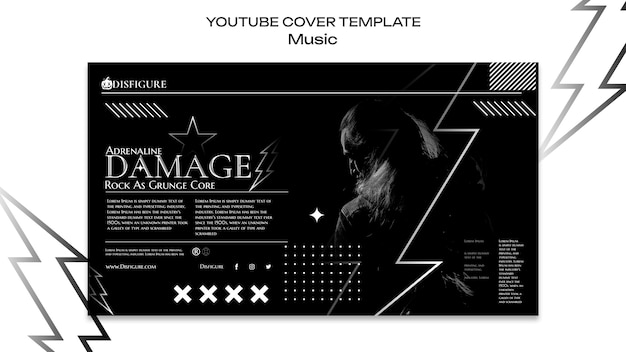 PSD gratuit modèle de couverture youtube du festival de musique