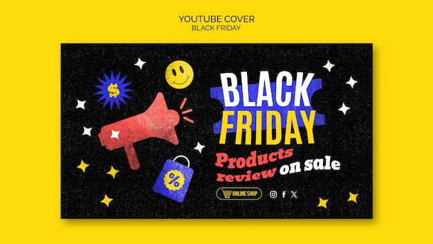 PSD gratuit modèle de couverture youtube du vendredi noir au design plat