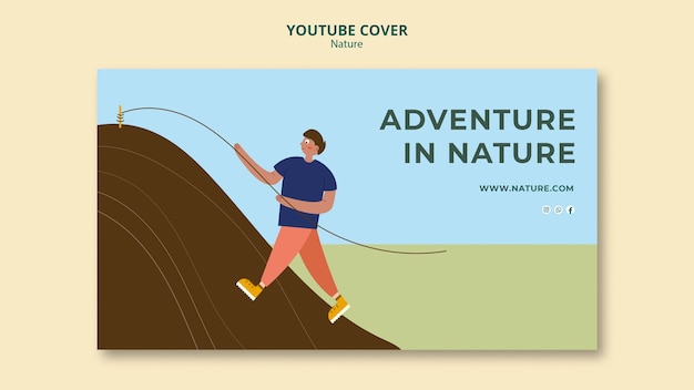 PSD gratuit modèle de couverture youtube d'exploration de la nature et d'aventure en plein air