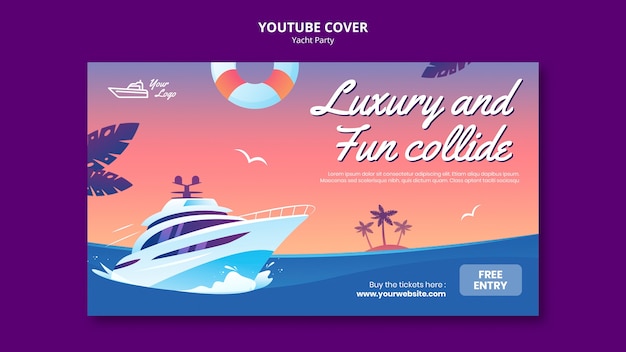 PSD gratuit modèle de couverture youtube de fête de yacht