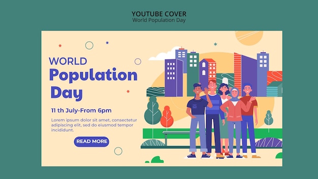 PSD gratuit modèle de couverture youtube de la journée mondiale de la population