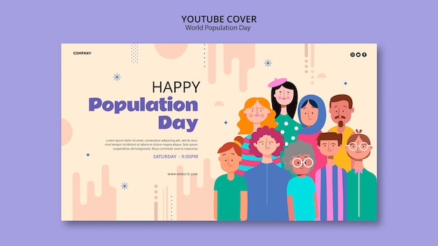 PSD gratuit modèle de couverture youtube de la journée mondiale de la population