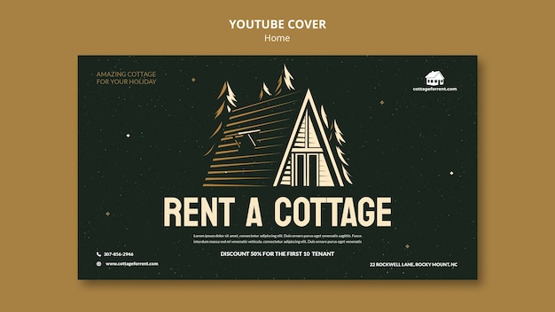 PSD gratuit modèle de couverture youtube de location de chalet de vacances