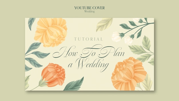 PSD gratuit modèle de couverture youtube de mariage floral