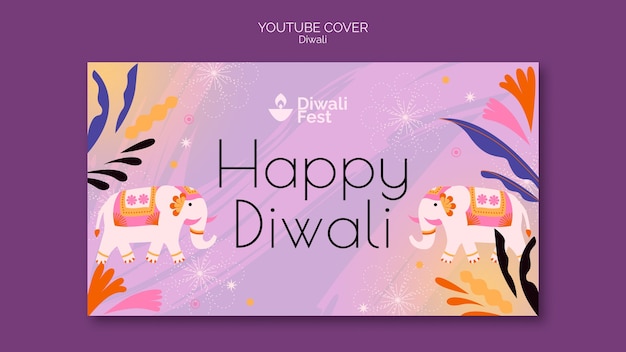 Modèle de couverture YouTube pour la célébration de Diwali