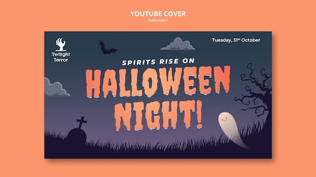 PSD gratuit modèle de couverture youtube pour la célébration d'halloween