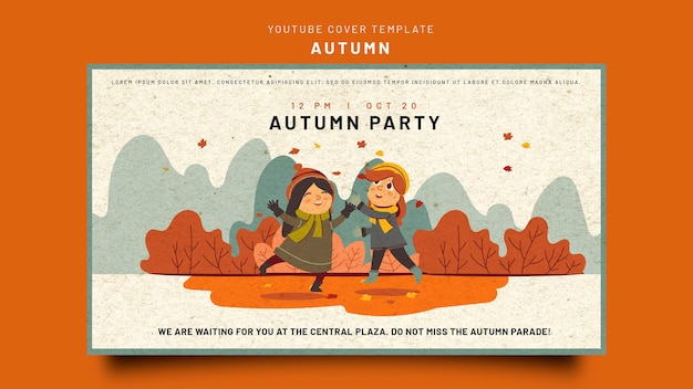 PSD gratuit modèle de couverture youtube pour la fête d'automne