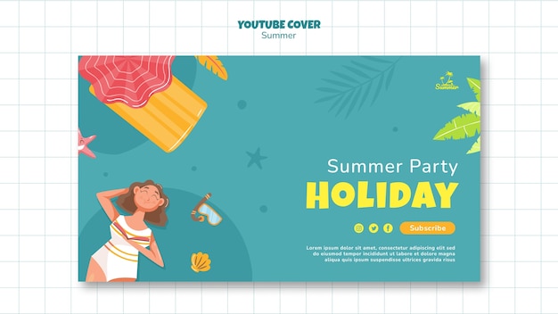 PSD gratuit modèle de couverture youtube pour la fête d'été