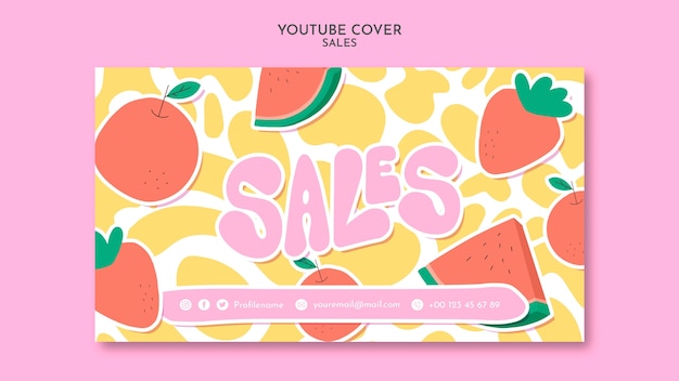 PSD gratuit modèle de couverture youtube pour les ventes et les remises