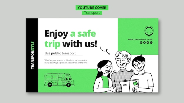 PSD gratuit modèle de couverture youtube de transport sécurisé