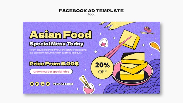 PSD gratuit modèle de cuisine asiatique design plat