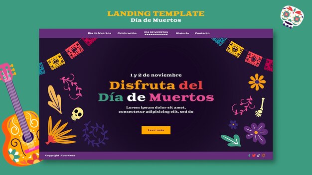 Modèle de dia de muertos design plat