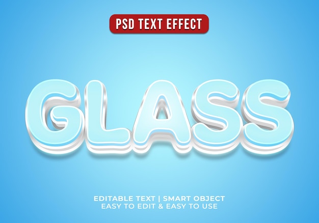 PSD gratuit modèle d'effet de texte en verre modifiable