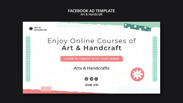 PSD gratuit modèle facebook d'arts et d'artisanat minimal