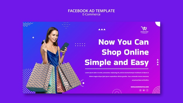 PSD gratuit modèle facebook de concept de commerce électronique