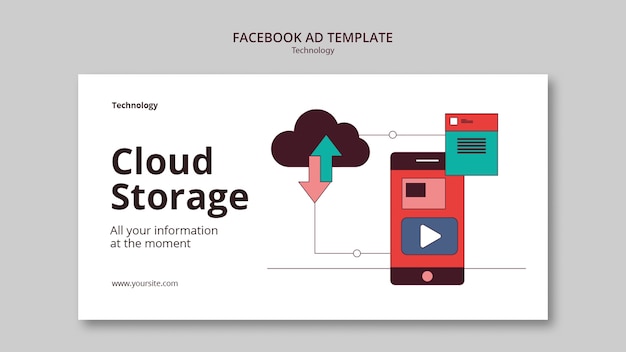 PSD gratuit modèle facebook de concept de technologie de conception plate