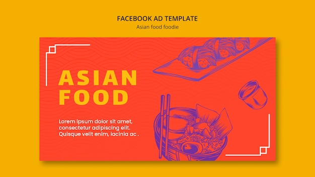 Modèle facebook de délicieuse cuisine asiatique