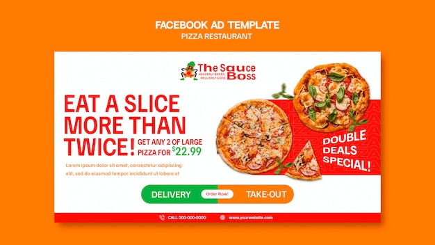 PSD gratuit modèle facebook de délicieuse pizza