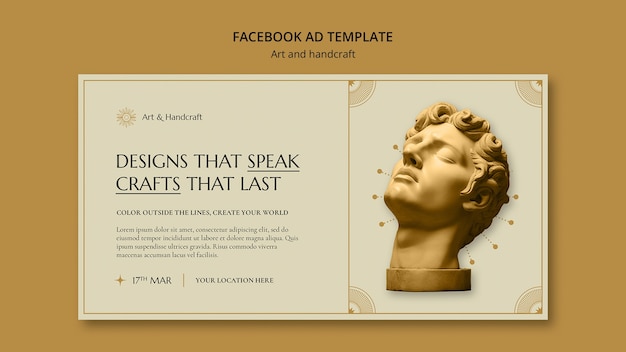 PSD gratuit un modèle de facebook de design plat pour les arts et l'artisanat.