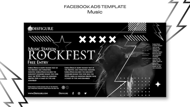 PSD gratuit modèle facebook de festival de musique