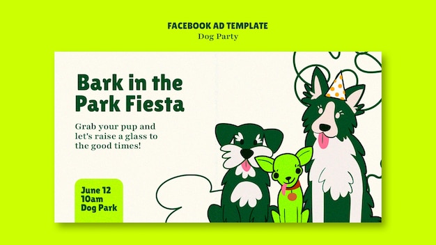 PSD gratuit modèle facebook de fête de chien dessiné à la main