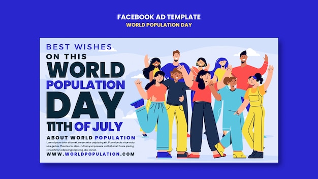 PSD gratuit modèle facebook de la journée mondiale de la population au design plat